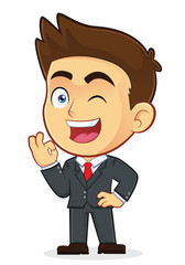 Businessman Gesturing Ok and Winking