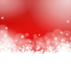 Fototapeta na wymiar red winter background - snowflakes and lights