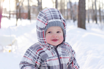 happy baby in winter