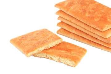 Delicious crackers isolated on white