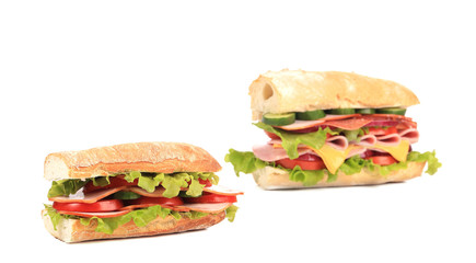 Collage of two fresh sandwiches.
