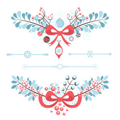 Set of Christmas and New Year decorative elements © Yuzach
