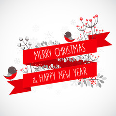 Christmas greeting card with decorative winter elements © Yuzach