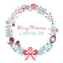 Decorative Christmas wreath celebration postcard