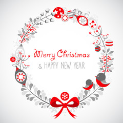 Decorative Christmas wreath celebration postcard - 59320399