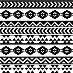 Aztec tribal seamless black and white pattern
