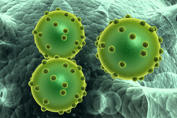 green bacterial intruder cells causing sickness
