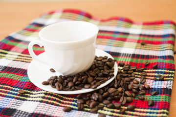 Coffee grains on a table