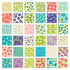 Set of 36 seamless floral patterns.