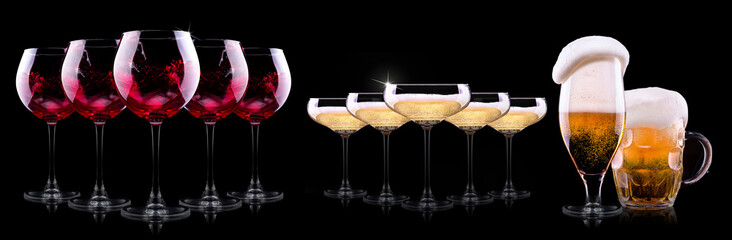 set with different  drinks
