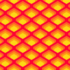 Geometric overlapped squares seamless pattern in red and yellow