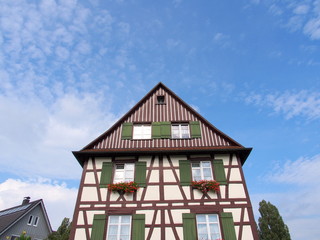 Traditional half-timbered house in Reichenau Island, Germany