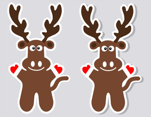 a sticker happy deer with and without shadow