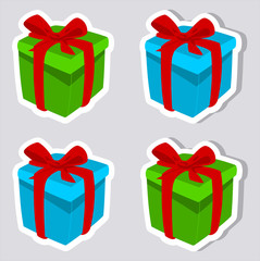 a sticker colorful gifts with and without shadow