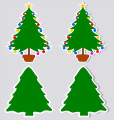 a sticker decorative fir with and without shadow