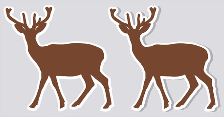 a sticker deer with and without shadow © koft