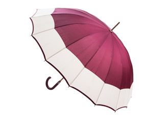 An open umbrella over white background