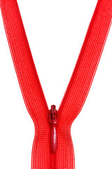 plastic red coil zip fastener close © vvoe