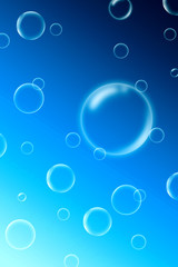 Bubbles on Blue Gradient Background