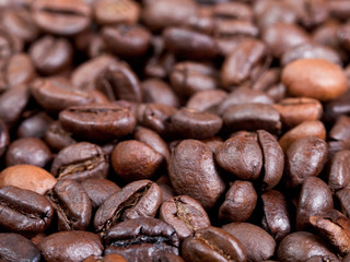 roasted coffee beans close up