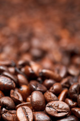 background from many roasted coffee beans