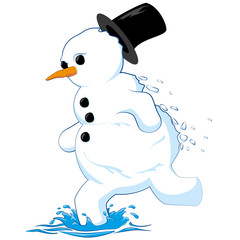 melting and running snowman