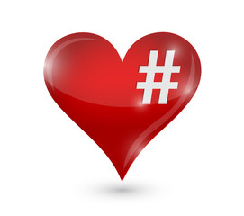 heart and hashtag illustration design