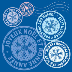 Christmas stamps, vector illustration