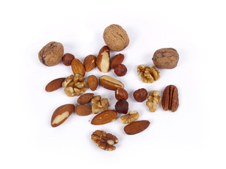 WIde variety of nuts with almonds, walnuts, pecan, Brazil nuts
