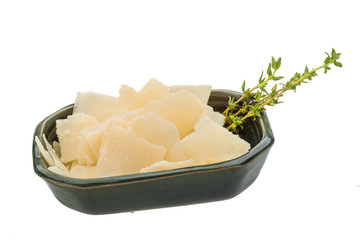 Parmesan cheese isolated white