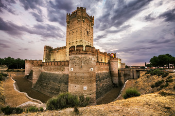 Castillo de la Mota, famous old castle in Valladolid, Spain. - obrazy, fototapety, plakaty