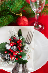 Decorated Christmas table setting