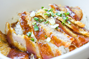 Tonkatsu. Japanese pork cutlet with rice