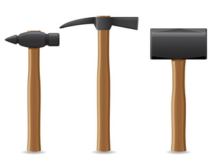 tool hammer with wooden handle vector illustration