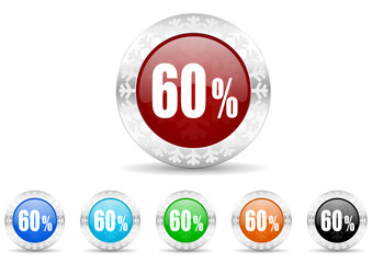 60 percent icon vector set