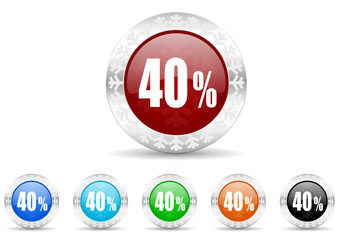 40 percent icon vector set
