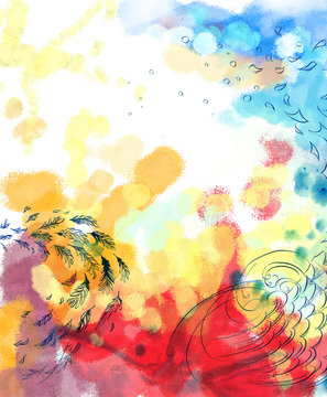 Abstract dreamy bird fly colorful background