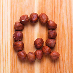 English alphabet with nuts