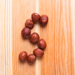 English alphabet with nuts