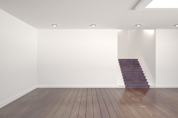 Digitally generated room with stairs