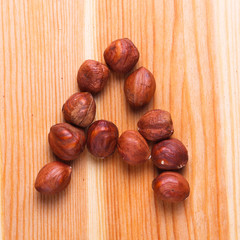 English alphabet with nuts