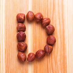English alphabet with nuts