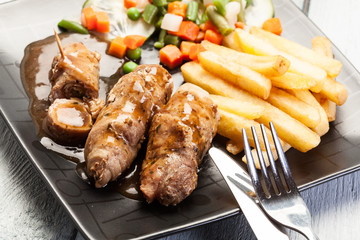 Pork rolls with french fries