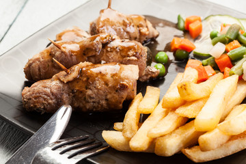 Pork rolls with french fries