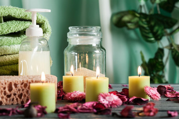 Fototapeta na wymiar SPA still life: aromatherapy candle