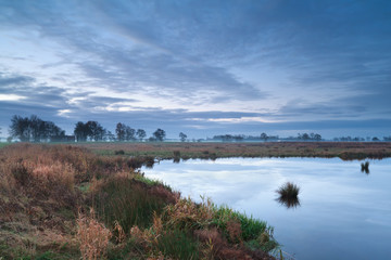 Fototapeta na wymiar dusk on Dutch countryside