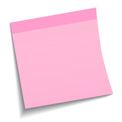 Light pink sticky note on white background