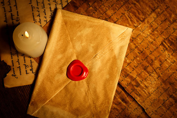 Vintage letter closed with wax seal