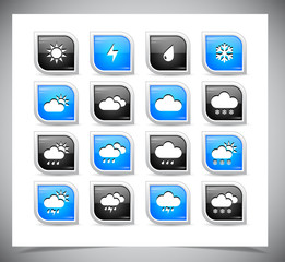 Set of color weather buttons.
