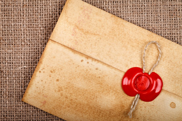 Old envelope with wax seal